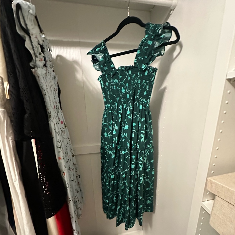 Hill House Nap Dress Green Botanical Size Small